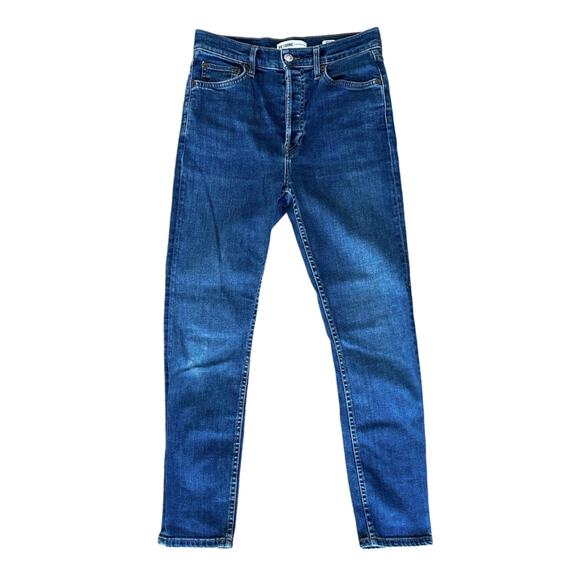RE/DONE Denim - RE/DONE High Rise Ankle Crop Skinny Jeans Medium Blue Wash Size 28